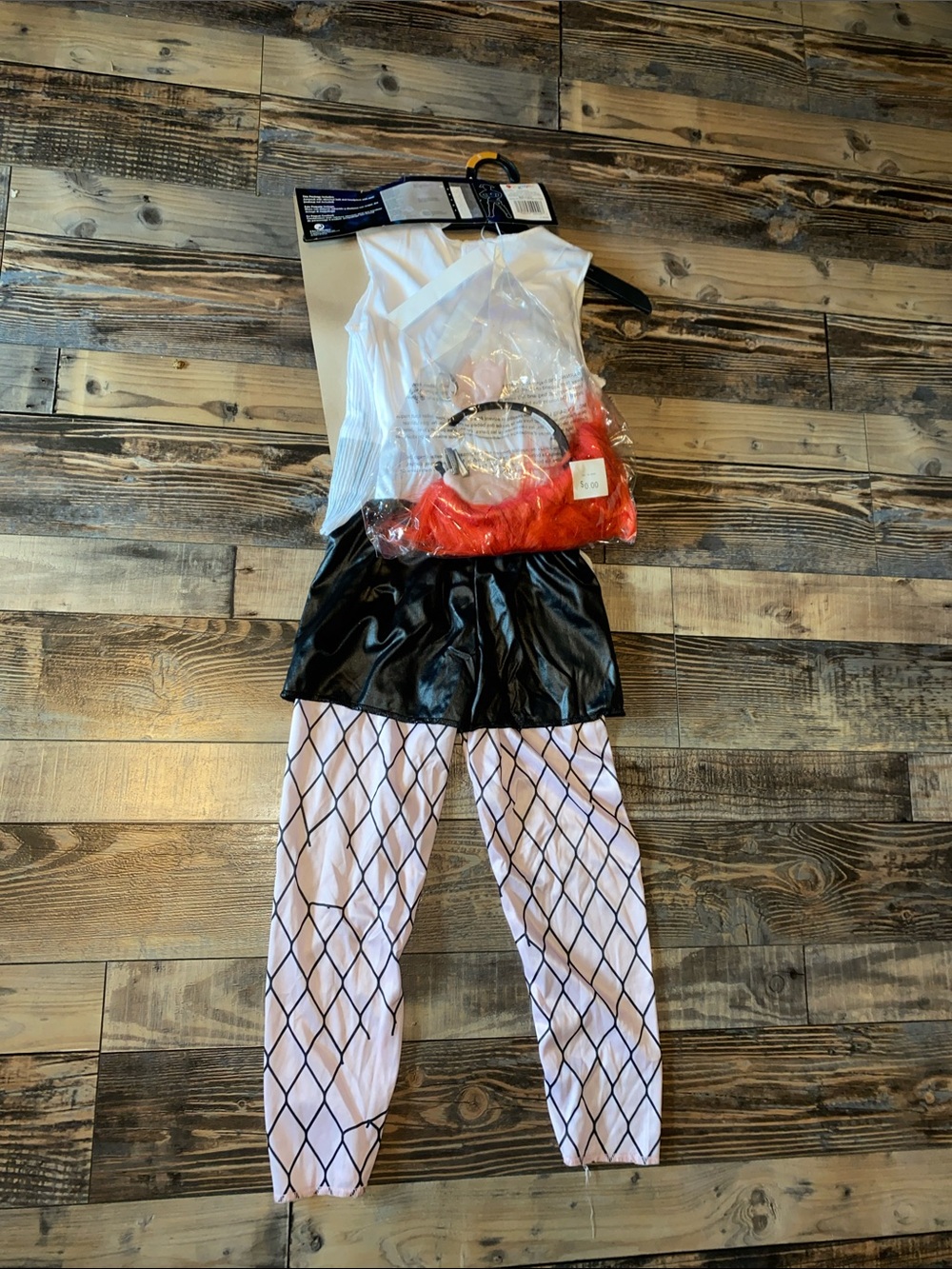 Disguise Trolls Barb Costume - White Top, Black Shorts, Red Hairpiece - Picture 6 of 6
